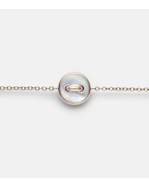 Pomellato Metallic Pom Pom Dot 18Kt Rose Chain Bracelet With Diamonds And Mother Of Pearl