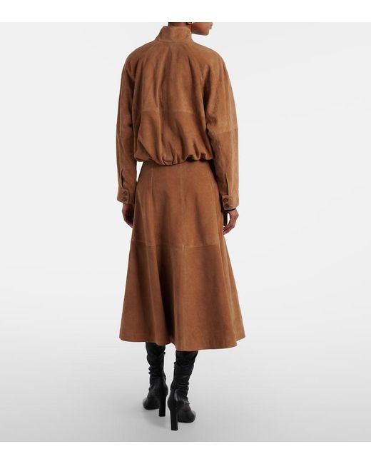 Jonathan Simkhai Brown Bonnie Suede Midi Skirt