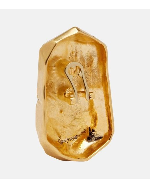 Saint Laurent Yellow Organic Clip-On Earrings