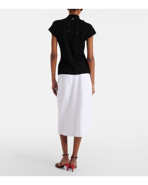 Vince White Easy Linen-Blend Midi Skirt