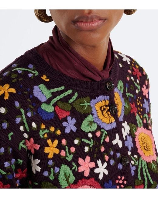 Etro Multicolor Floral Embroidered Wool Cardigan