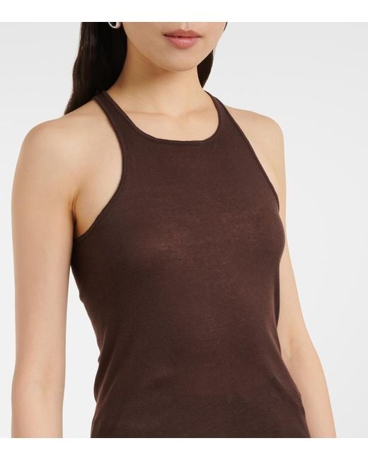 Rick Owens Brown Ribbed-Knit Cotton Tank Top