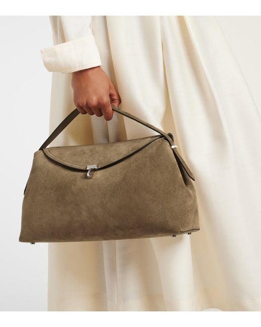 Totême  Brown Tote T-Lock Aus Veloursleder