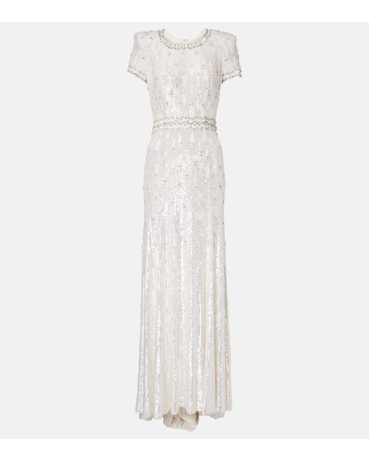 Jenny Packham White Bridal Robe Kira Mit Kristallen Und Pailletten