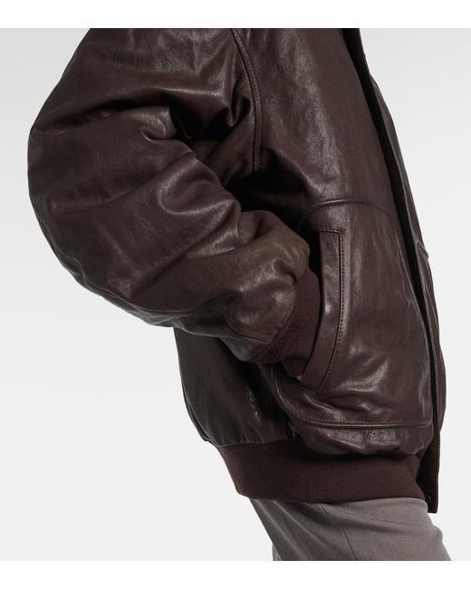 Calvin Klein Brown Johnson Leather Bomber Jacket