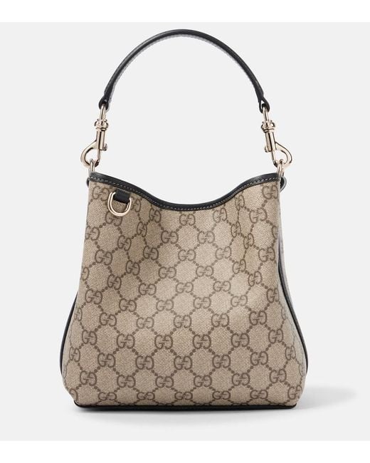 Gucci Brown Gg Canvas Leather-Trimmed Tote Bag