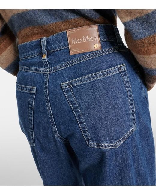Max Mara Blue Masia High-Rise Barrel-Leg Jeans