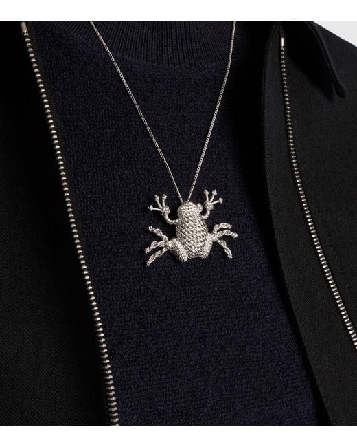 Loewe White Frog Pendant Necklace