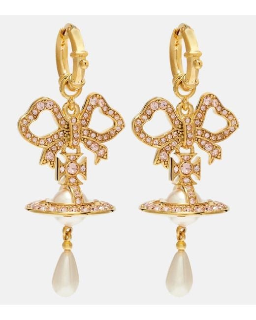 Vivienne Westwood Metallic Rigoberta Faux Pearl Drop Earrings