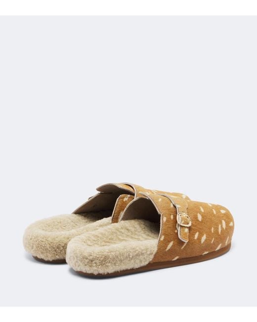 Ancient Greek Sandals Natural Vasilitsa Shearling-Trimmed Calf Hair Clogs
