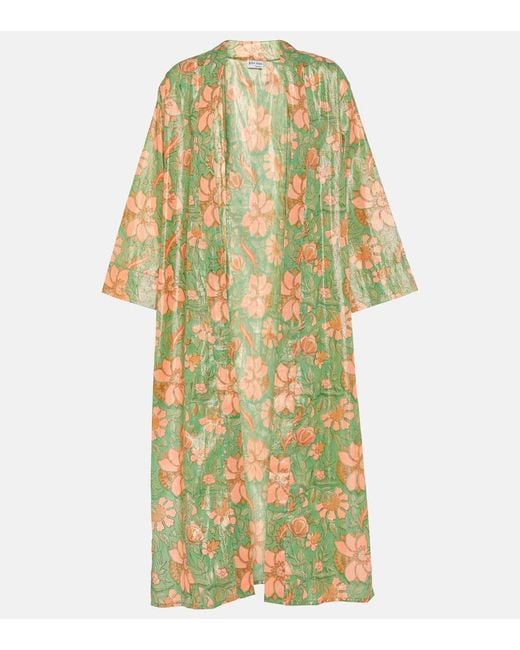 Juliet Dunn Multicolor Floral Cotton Lame Kimono