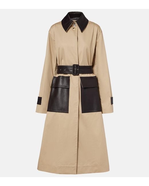 Joseph Natural Zaman Leather-Trimmed Cotton Trench Coat
