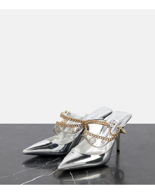Jimmy Choo White X Jean Paul Gaultier Embellished Leather Slingback Pumps