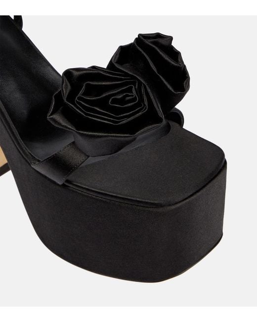 Magda Butrym Black Applique Satin Platform Sandals