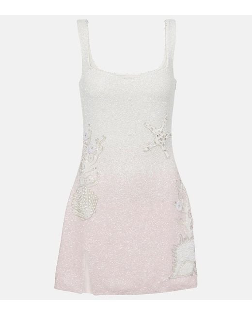 Clio Peppiatt Natural Verziertes Minikleid Seashell
