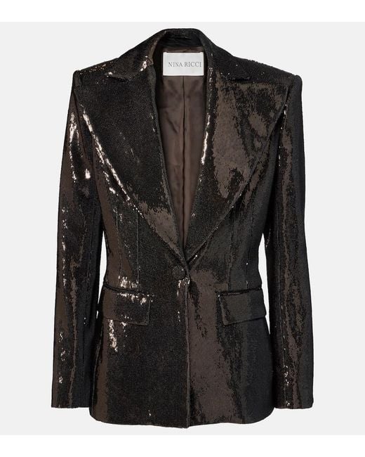 Nina Ricci Black Sequined Blazer