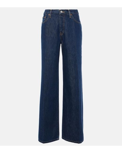 Re/done Blue Palazzo Mid-Rise Wide-Leg Jeans