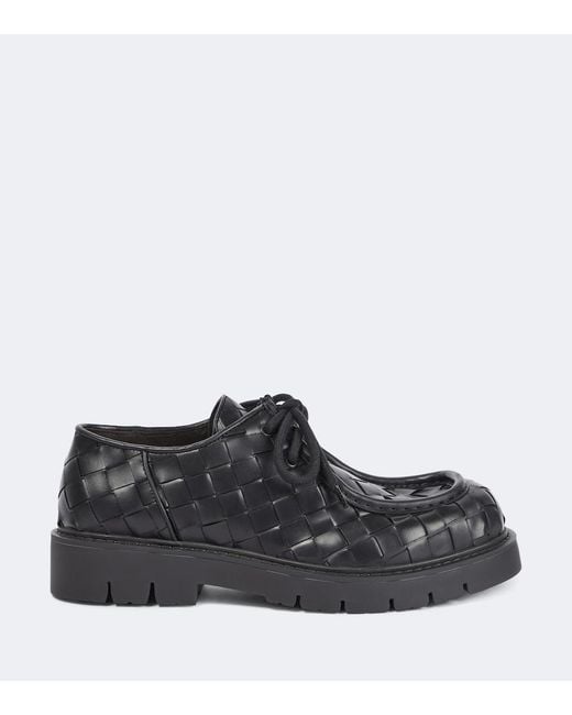 Bottega Veneta Black Haddock Leather Derby Shoes for men
