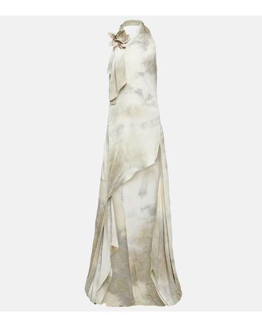 Coperni Natural Floral-applique Asymmetric Gown