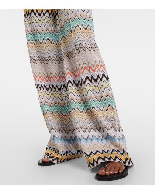 Missoni Metallic Wave High-Rise Wide-Leg Pants