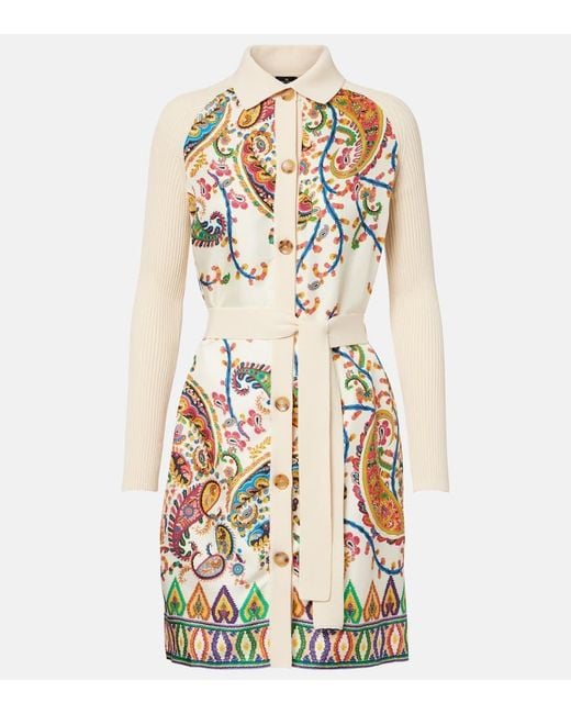 Etro Metallic Paisley Belted Cotton And Silk Cardigan