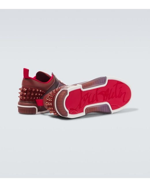 Christian Louboutin Red Astroloubi Leather & Mesh Sneaker for men