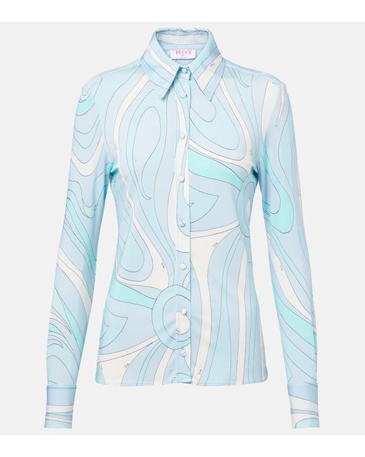 Emilio Pucci Blue Hemd Marmo Aus Baumwolle