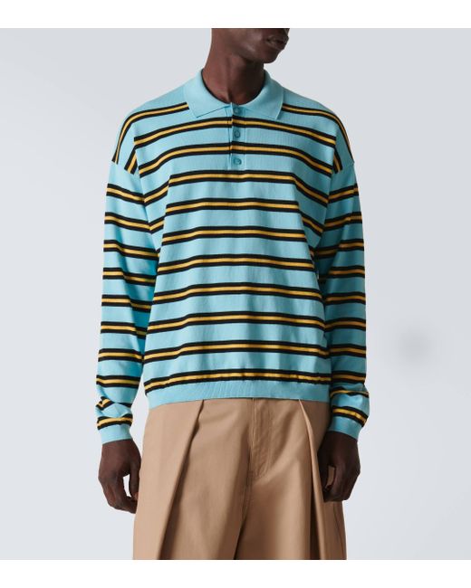 Loewe Green Paula's Ibiza Striped Cotton Jersey Polo Sweater for men