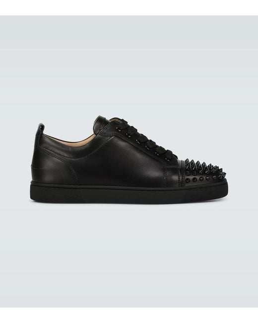 Christian Louboutin Black Louis Junior Spikes Leather Sneaker for men