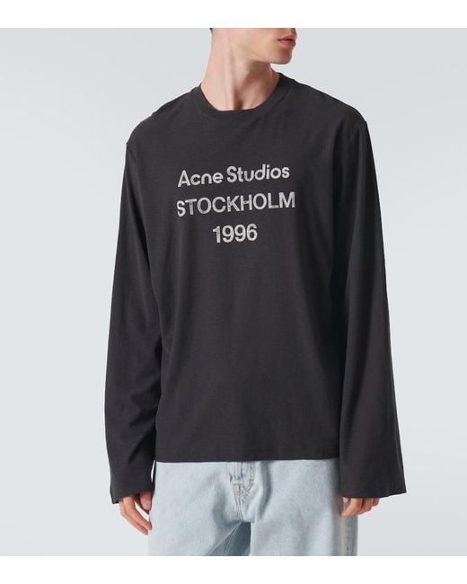 Acne Black Logo Distressed Jersey T-Shirt for men