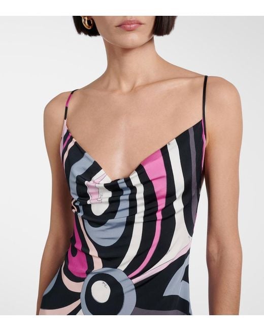 pucci marmo silk slip dress PUCCI Marmo Satin Slip Dress in Black