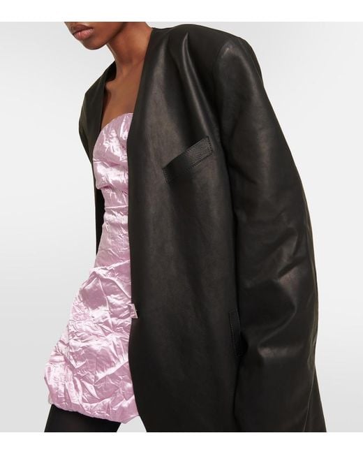 The Attico Black Leather Maxi Coat