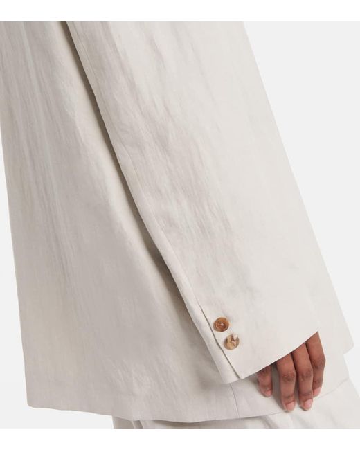 The Row Natural Nat Double-Breasted Silk And Linen Blazer