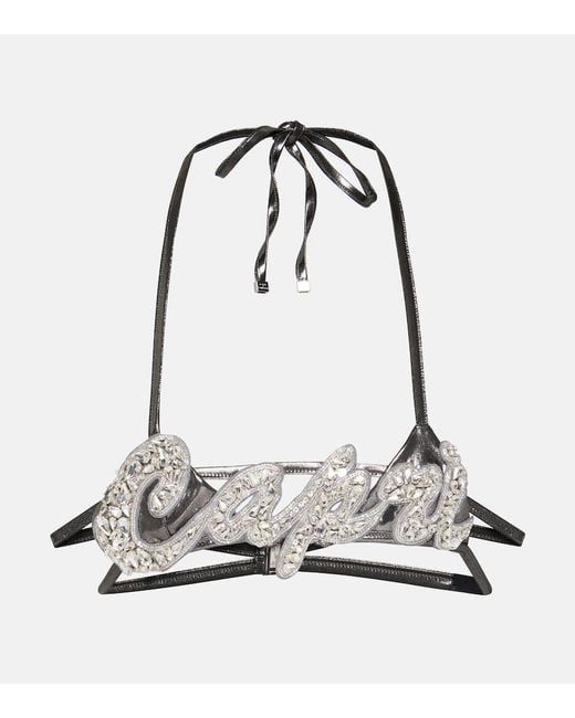 Top sujetador Capri con cristales Dolce & Gabbana de color White
