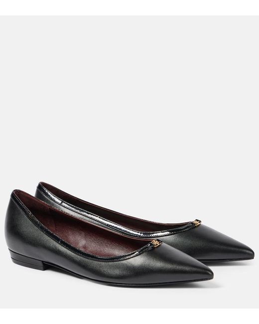 Tory Burch Black Ballerinas Double T Aus Leder