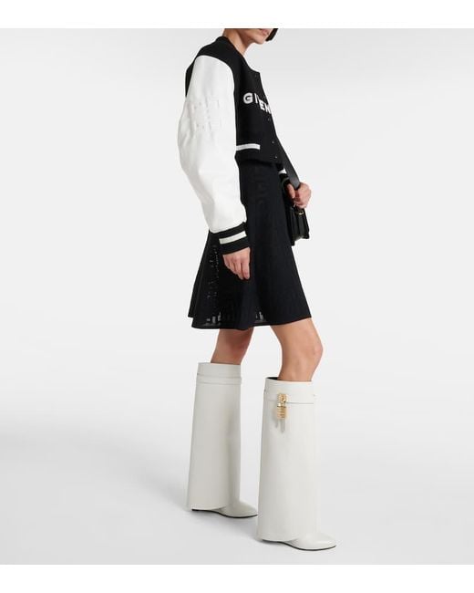Givenchy White Stiefel Shark Lock Aus Leder