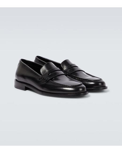 Manolo Blahnik Black Perry Leather Penny Loafers for men