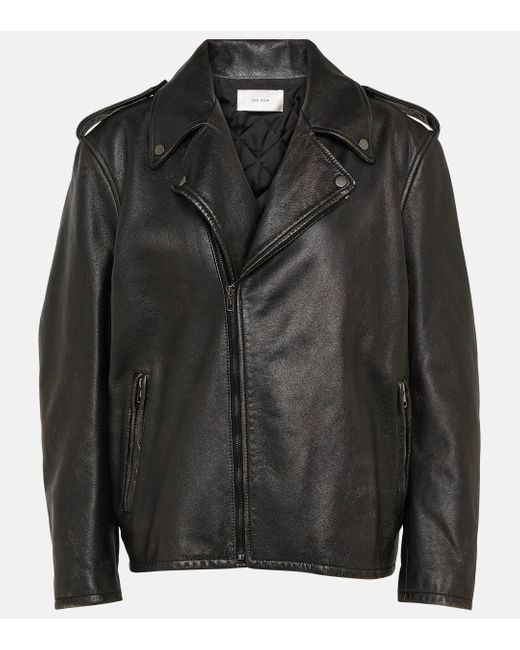 The Row Black Catilina Leather Biker Jacket