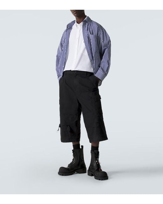 Balenciaga Black Cotton Cargo Shorts for men