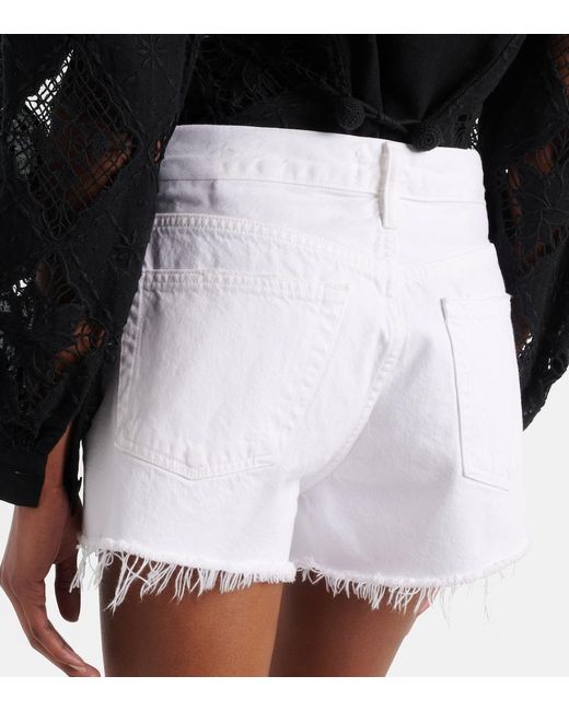 Agolde White Parker Denim Shorts