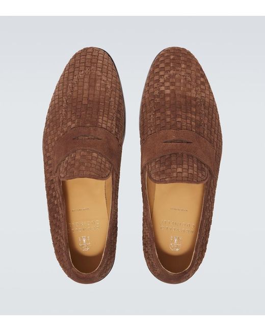 Brunello Cucinelli Brown Suede Loafer With Interwined Motif for men