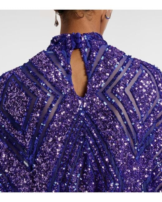 ‎Taller Marmo Blue Kaftan Casta Diva Follies Mit Pailletten