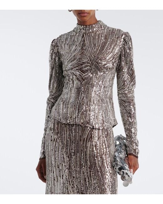 Top A Sequins Rabanne en coloris Gray