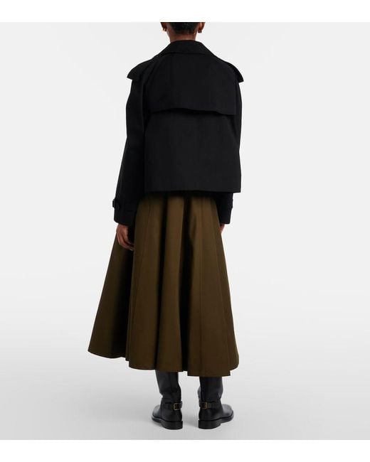 Burberry Green Cotton Gabardine Midi Skirt