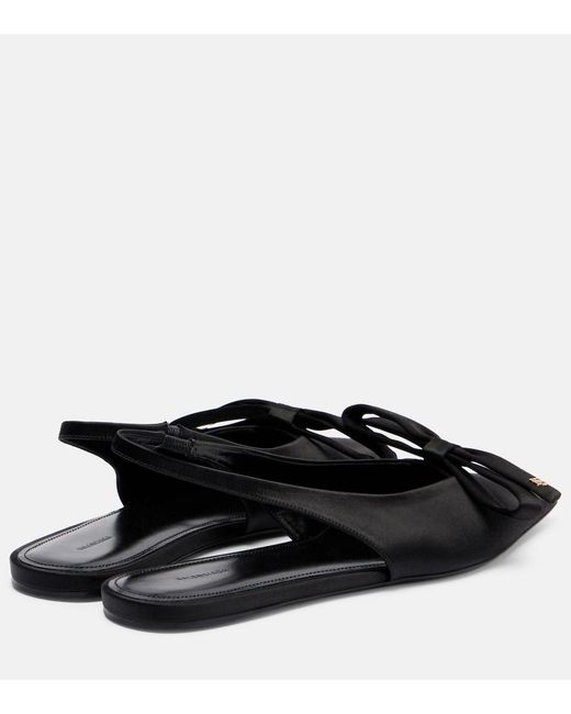 Balenciaga Black Nano Bb Satin Slingback Flats