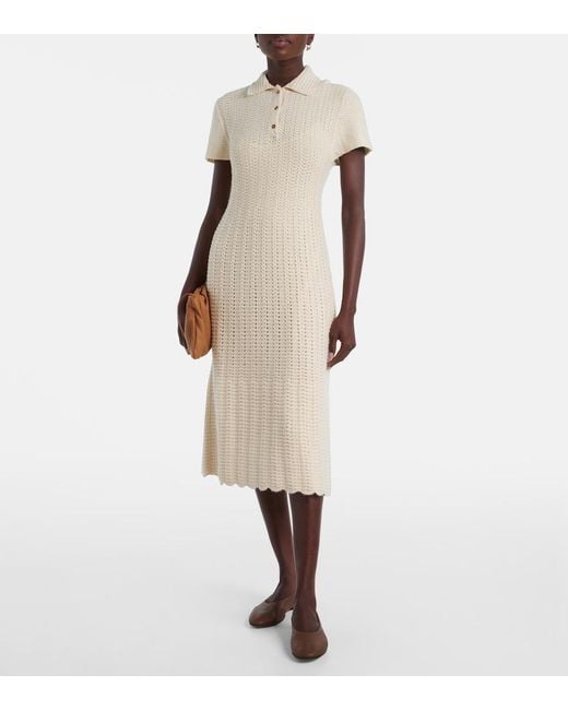 Loro Piana Natural Arola Knitted Cotton Polo Dress