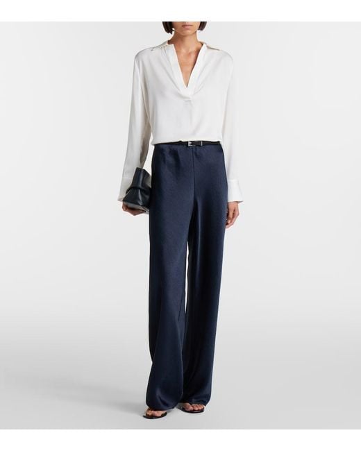 Vince White Silk-Blend Blouse