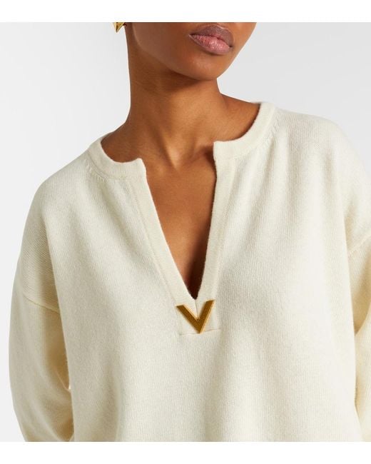 Valentino White Vgold Virgin Wool Sweater