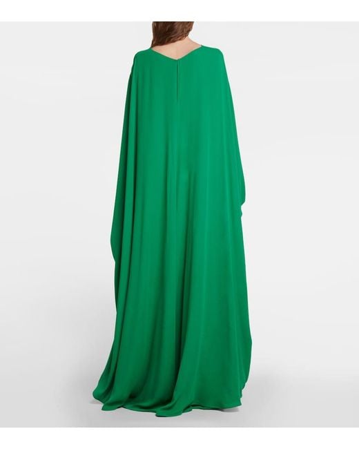 Valentino Green Cape-detail Silk Gown
