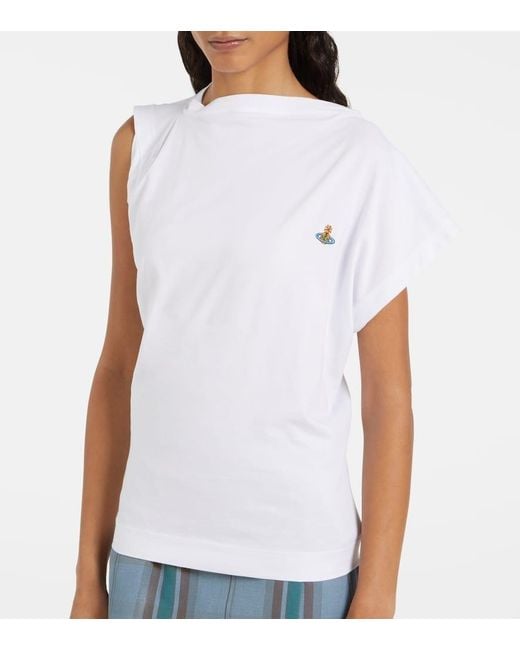 Vivienne Westwood White Hebo Asymmetric Cotton Jersey T-Shirt